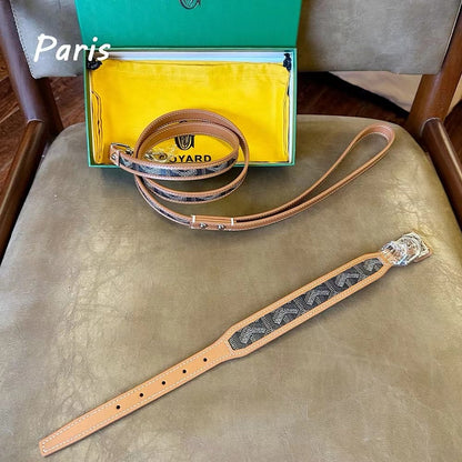 ✨ GEY Premium Leather Dog Collar & Leash Set ✨