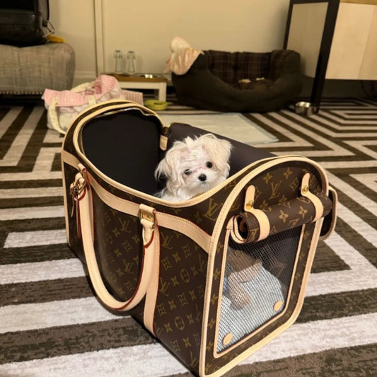 ✨LUVO Monogram Leather Pet Dog Carrier✨