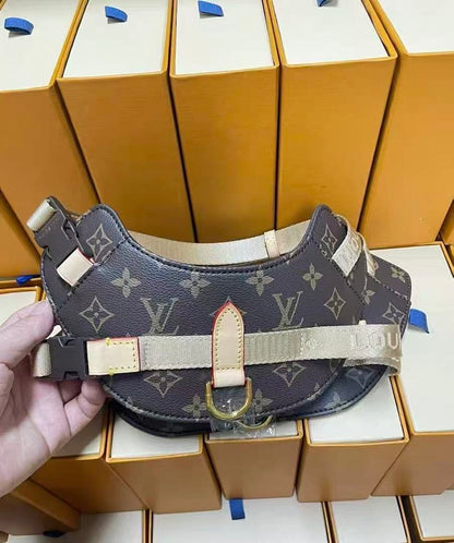 ✨ LUVO Monogram Leather Dog Harness & Leash Set ✨