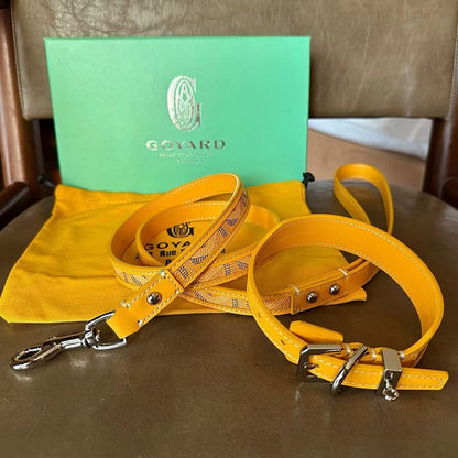 ✨ GEY Premium Leather Dog Collar & Leash Set ✨
